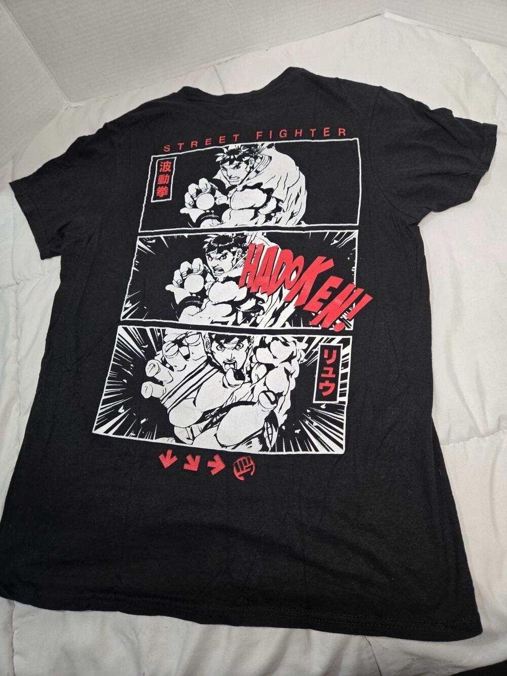 Street Fighter Shirt Mens Small Black Red Ryu Hadoken Capcom Video Game Comic